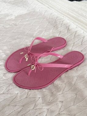 Tory Burch Saucy Pink Jelly Bow Sandals - Size 10 W/ Box